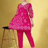 Indyancart TI Women's Fuchsia Cotton with White Thread Embroidered Co Ord