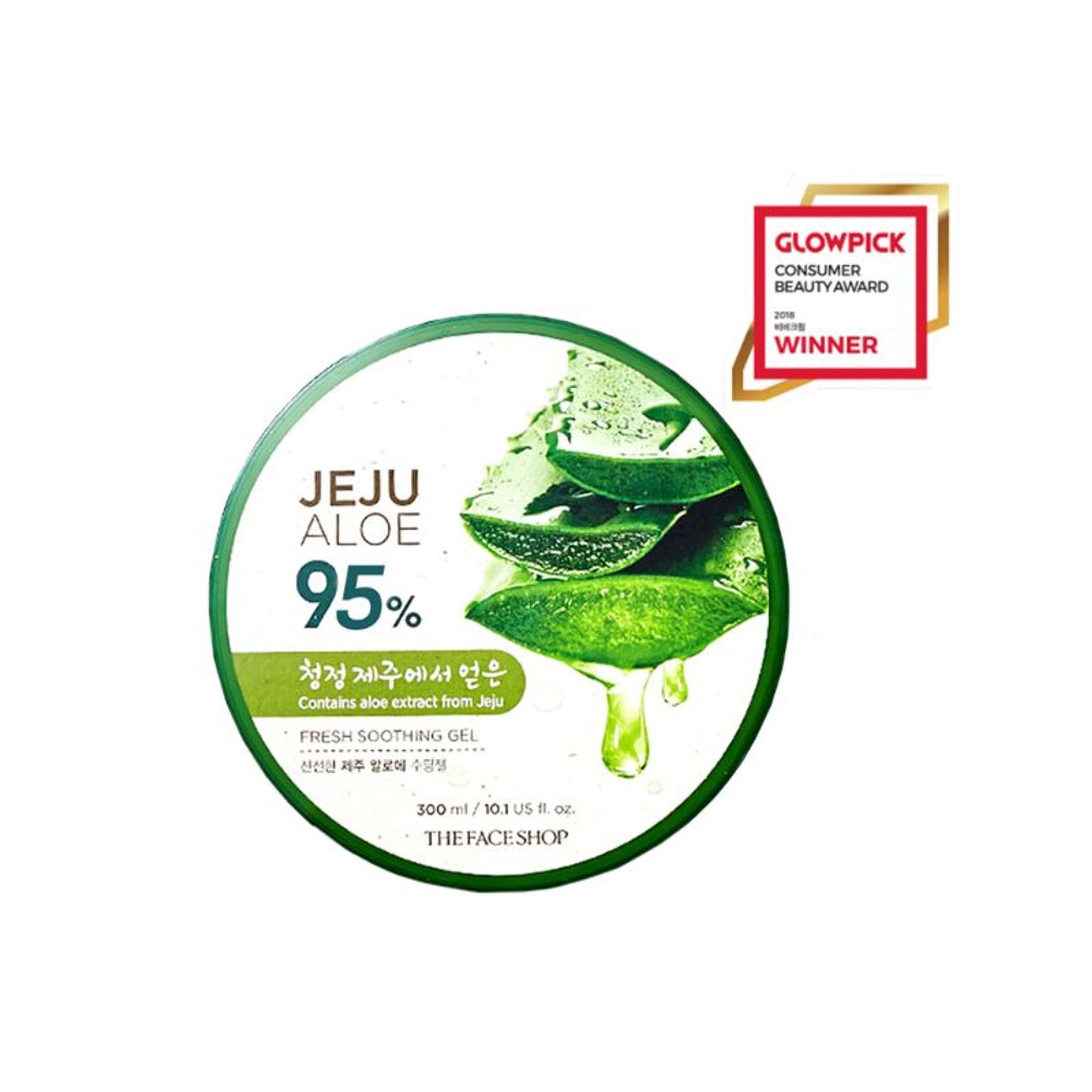 The Face Shop Korean Jeju Aloe Vera Soothing Gel with Vitamin E for Face, Body & Hair