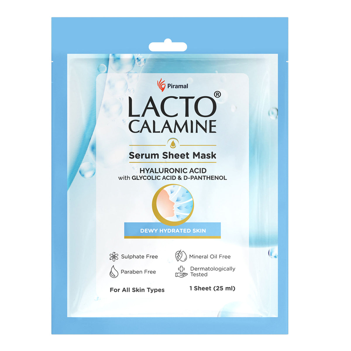 Lacto Calamine Hyaluronic Acid Face Serum Sheet Mask for Intense Hydration Refreshing Plumpy & Dewy Skin