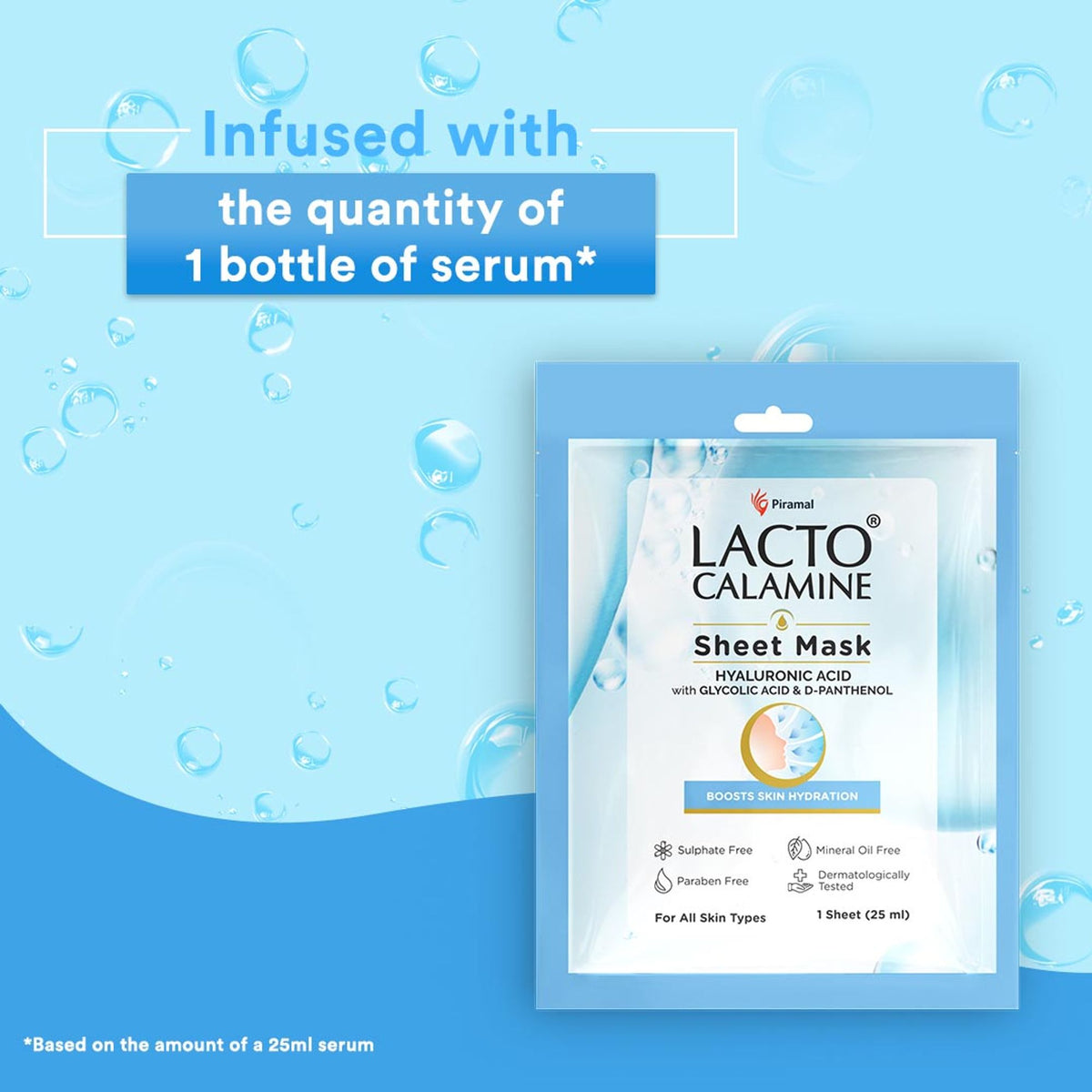 Lacto Calamine Hyaluronic Acid Face Serum Sheet Mask for Intense Hydration Refreshing Plumpy & Dewy Skin