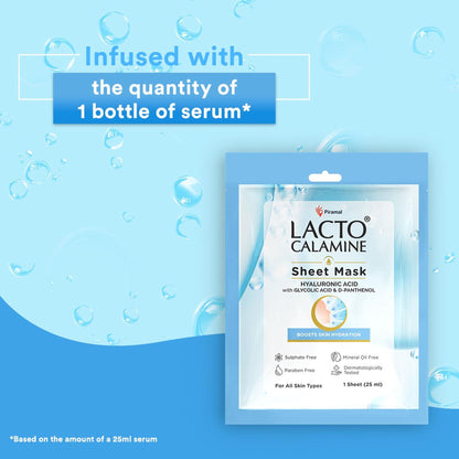 Lacto Calamine Hyaluronic Acid Face Serum Sheet Mask for Intense Hydration Refreshing Plumpy & Dewy Skin