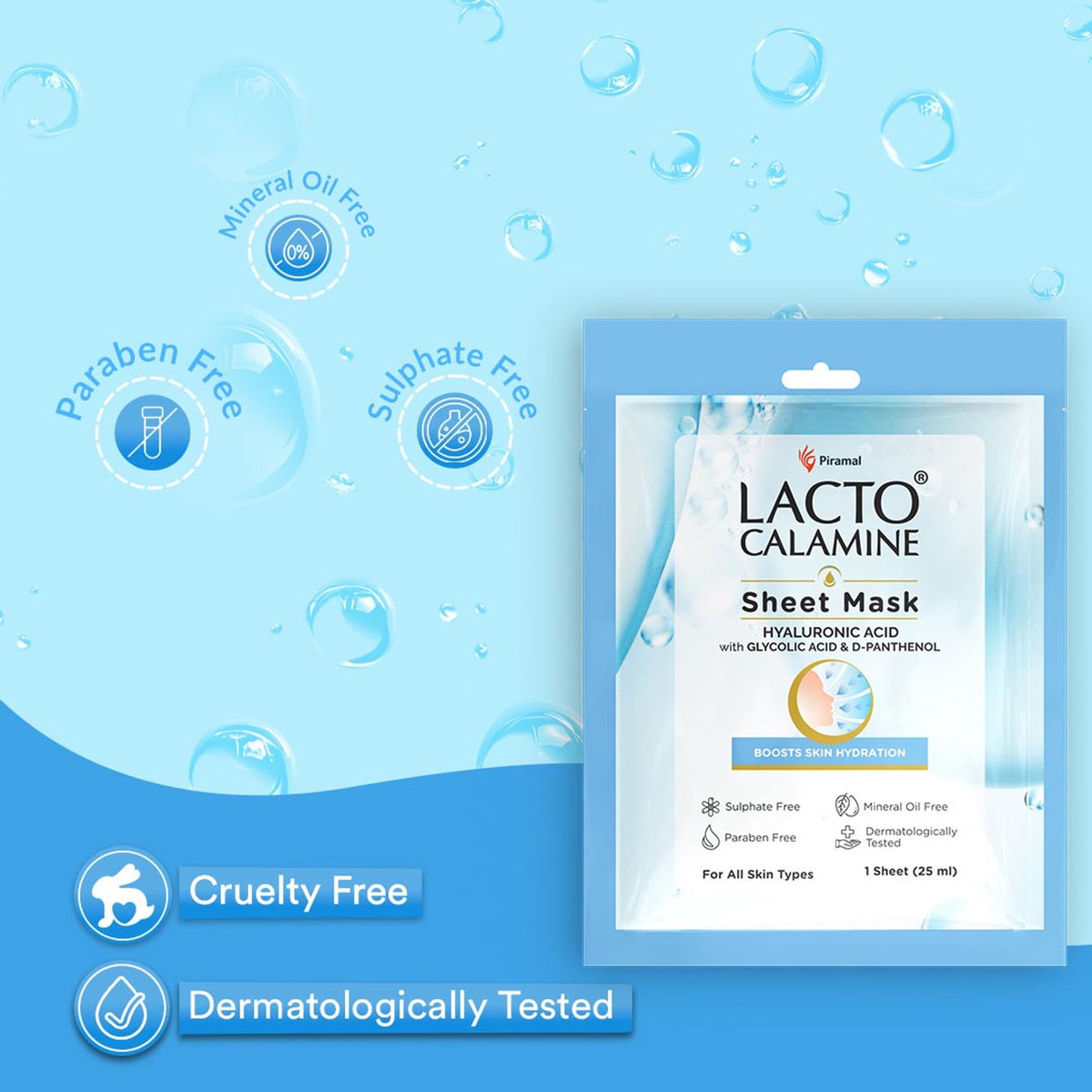 Lacto Calamine Hyaluronic Acid Face Serum Sheet Mask for Intense Hydration Refreshing Plumpy & Dewy Skin