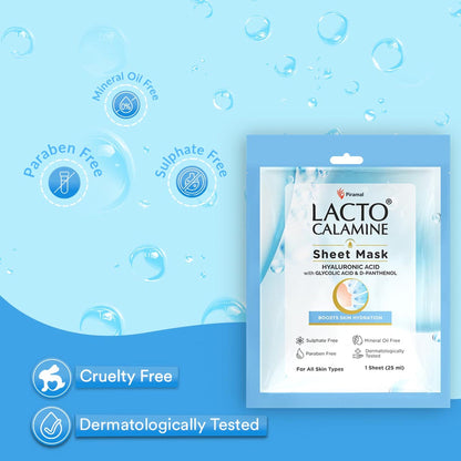 Lacto Calamine Hyaluronic Acid Face Serum Sheet Mask for Intense Hydration Refreshing Plumpy & Dewy Skin
