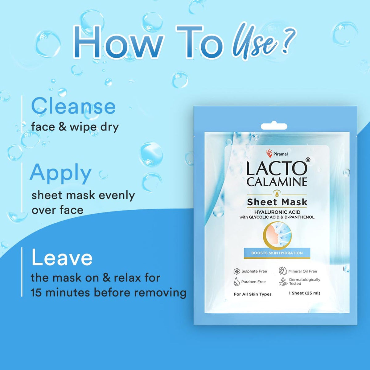 Lacto Calamine Hyaluronic Acid Face Serum Sheet Mask for Intense Hydration Refreshing Plumpy & Dewy Skin