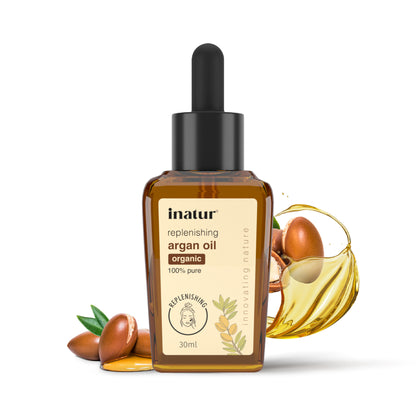 inatur Argan Oil, Cold Pressed & Organic, for Skin & Hair, Moisturizing & Vitamin-Rich