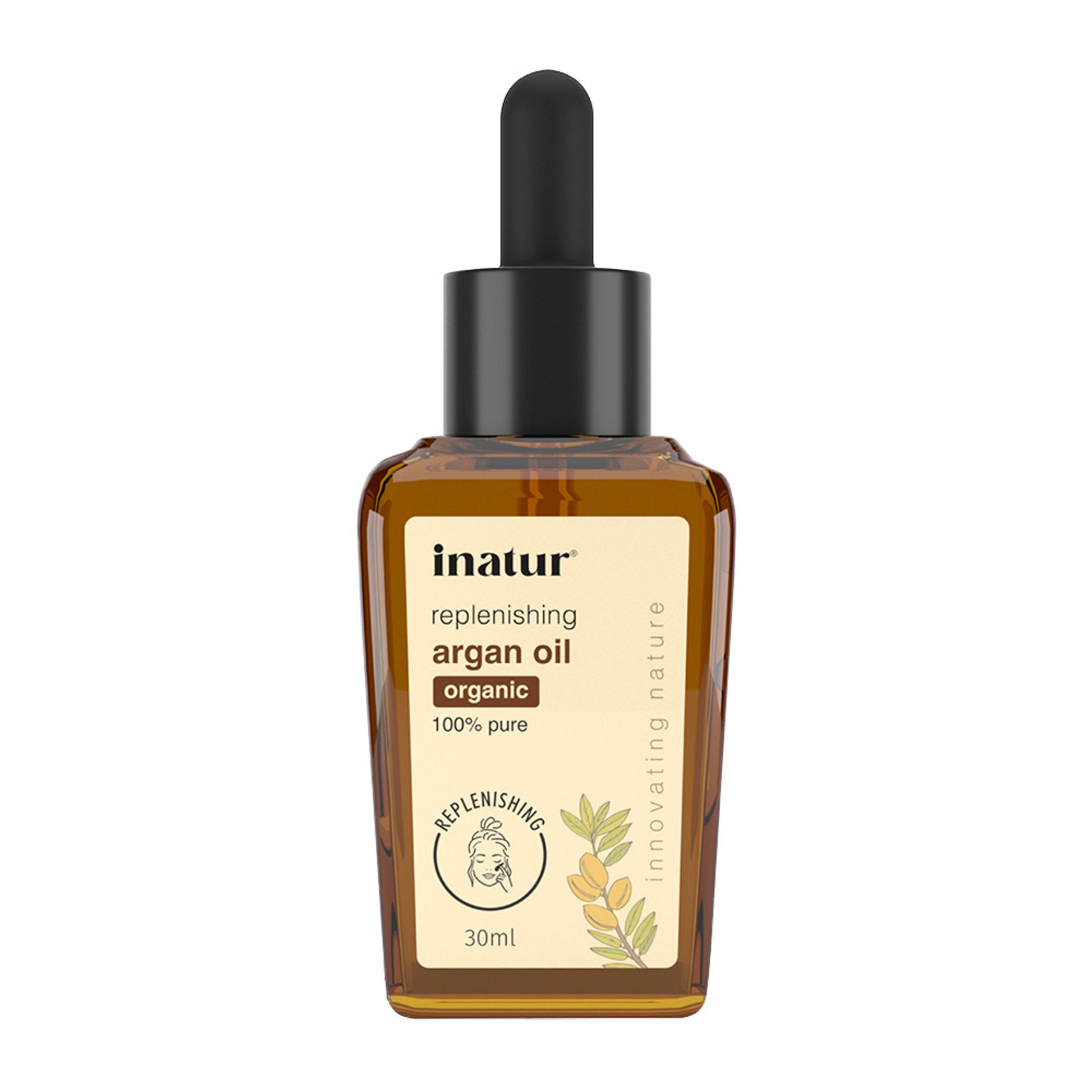 inatur Argan Oil, Cold Pressed & Organic, for Skin & Hair, Moisturizing & Vitamin-Rich