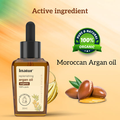 inatur Argan Oil, Cold Pressed & Organic, for Skin & Hair, Moisturizing & Vitamin-Rich