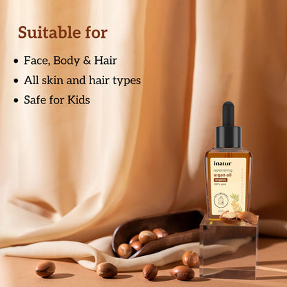 inatur Argan Oil, Cold Pressed & Organic, for Skin & Hair, Moisturizing & Vitamin-Rich