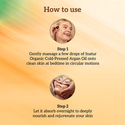 inatur Argan Oil, Cold Pressed & Organic, for Skin & Hair, Moisturizing & Vitamin-Rich