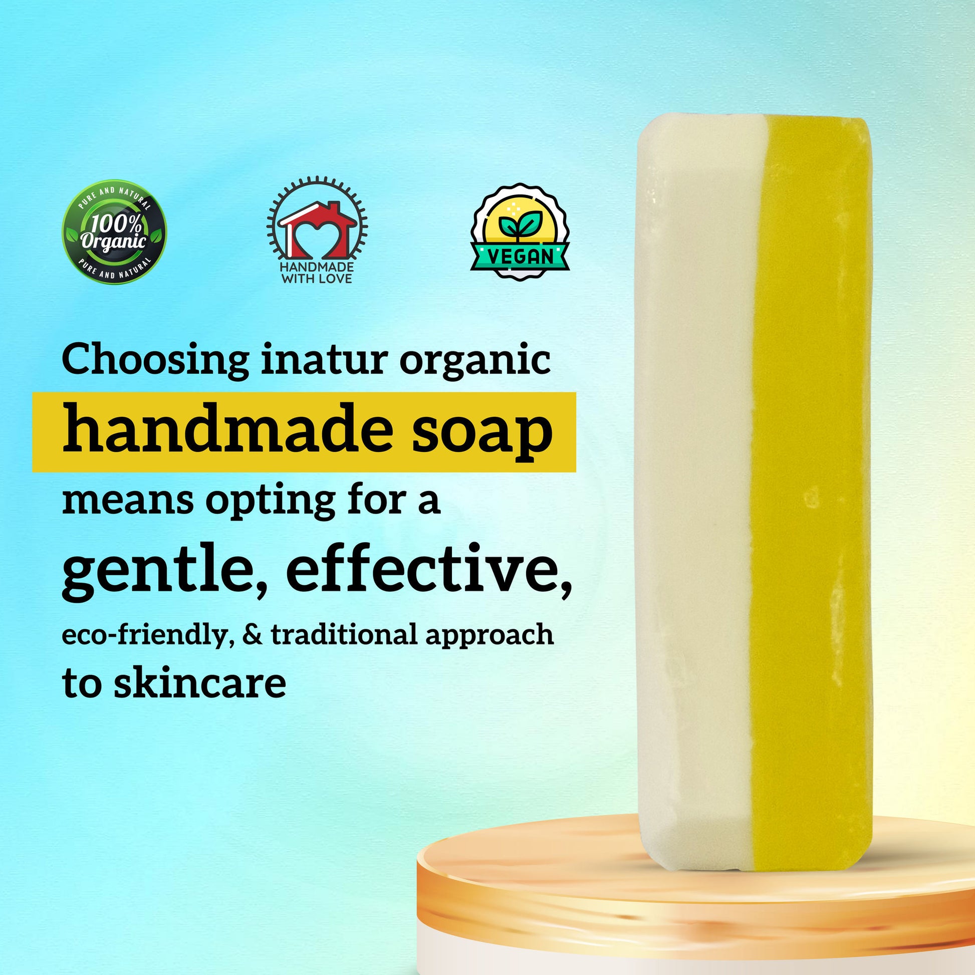 inatur Papaya & Coconut Soap For Brightening & Cleansing with Papaya Extract, Shea Butter & Coconut