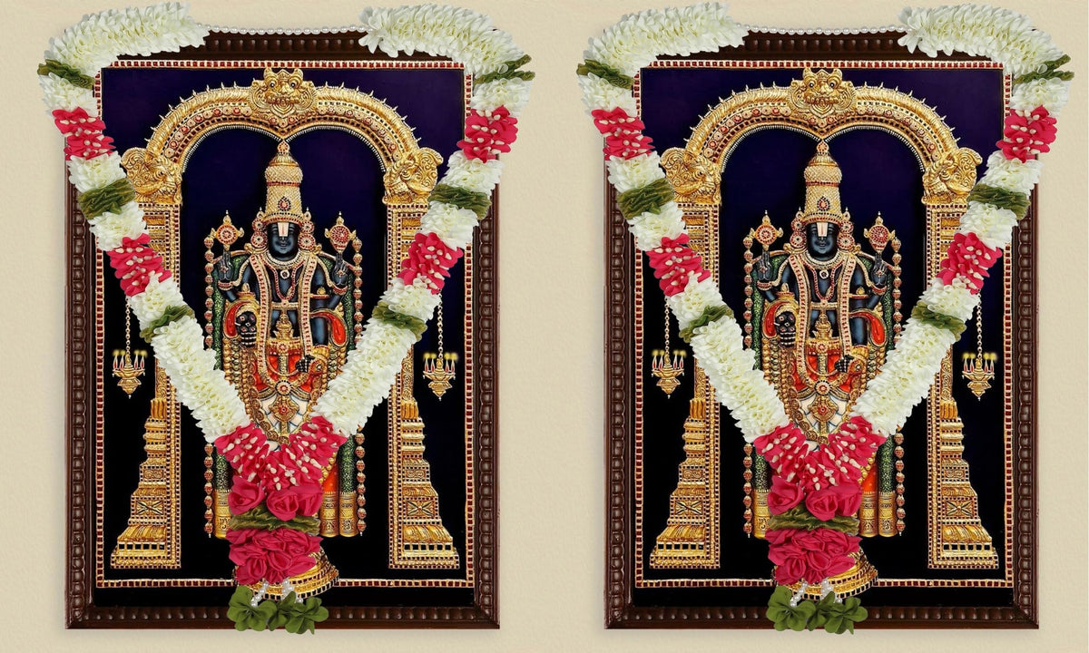 A Pair of Garland with Jasmin Buds Off White 5ft Long, Artificial Garland for Decoration,God Idol, Festivals, Home Decor, Varalakshmi, Diwali,Ugadi & Wedding