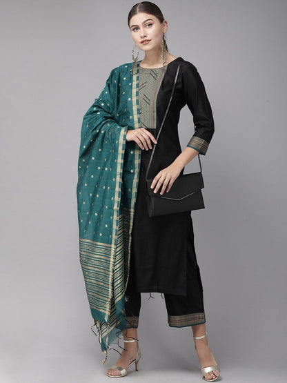Dhiyona IE Ethnic Motifs Yoke Design Patchwork Kurta With Palazzos & Dupatta