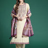 Indyancart IE Ethnic Motifs Embroidered Thread Work Kurta with Trousers & With Dupatta