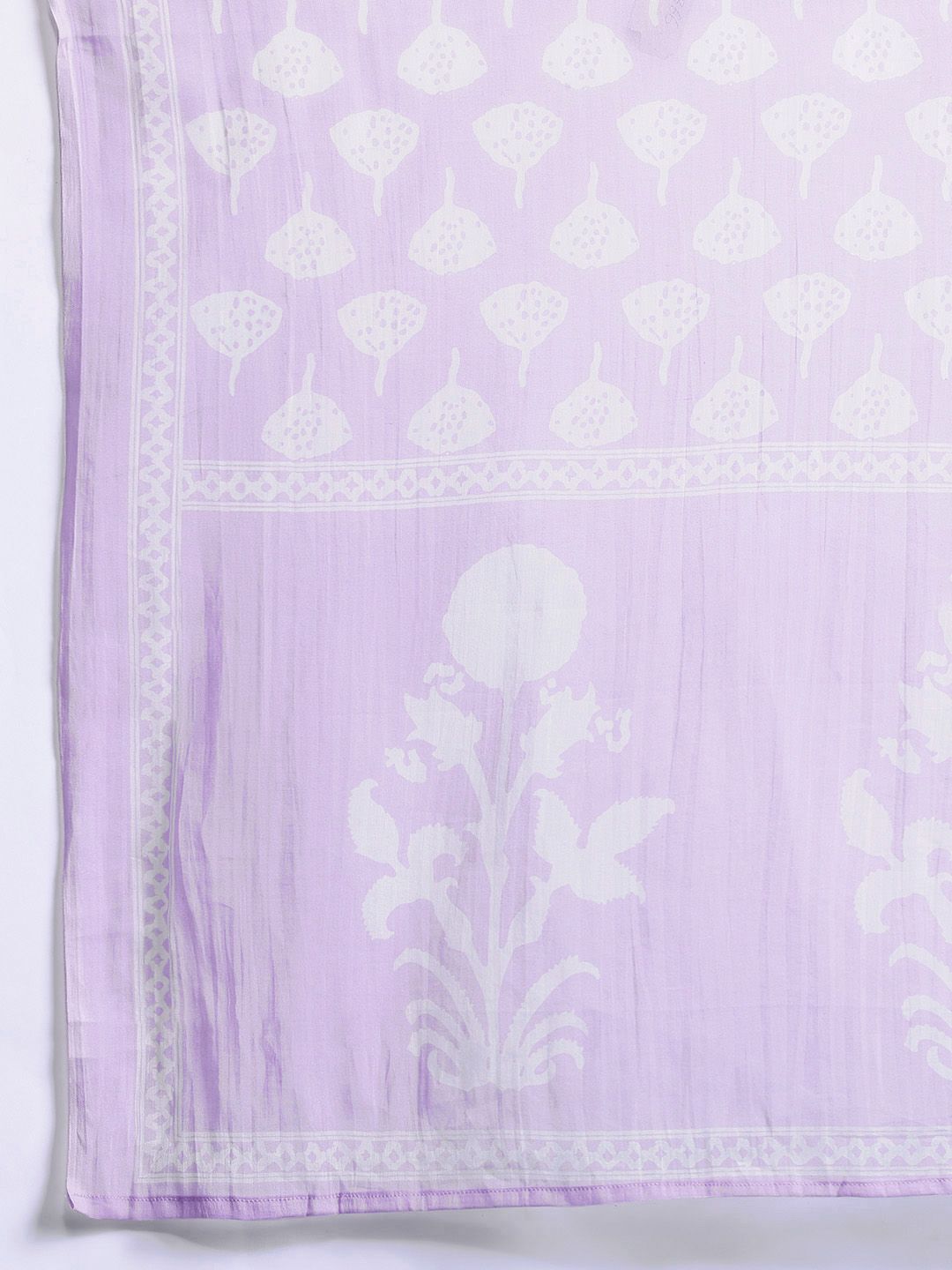 Indyancart Women's Plus Size Floral Printed Sequinned Pure Cotton Kurta with Trousers & With Dupatta