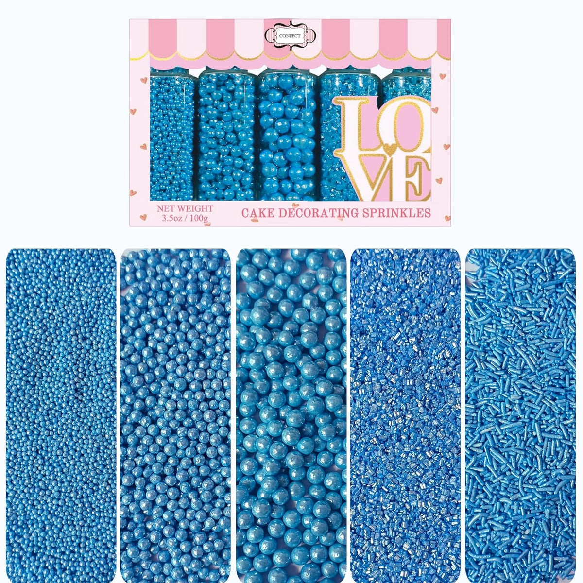 Confect Sprinkles for Cakes & Cupcakes Decoration | USP-9(Bright Blue)