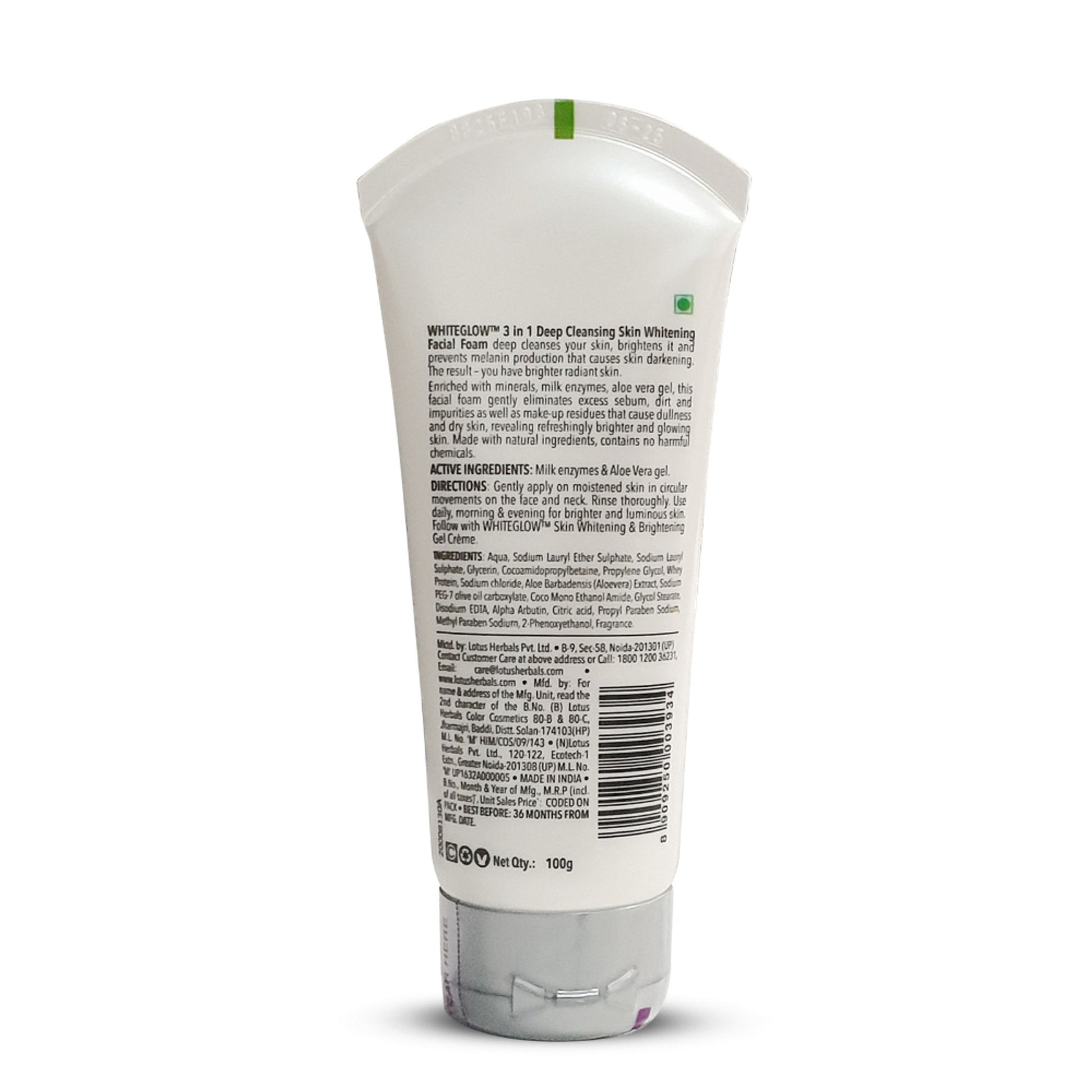 Lotus Herbals WhiteGlow 3 In 1 Deep Cleansing Facial Foam, Acne & Oil-Control For All Skin Types