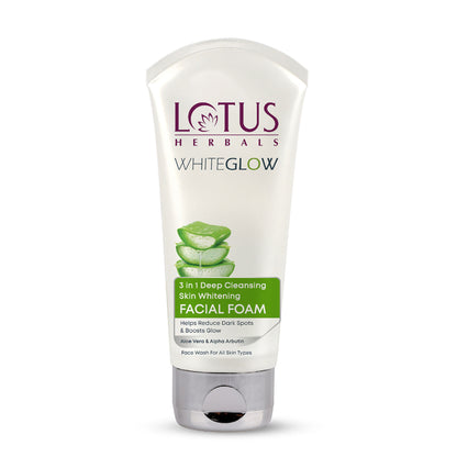 Lotus Herbals WhiteGlow 3 In 1 Deep Cleansing Facial Foam, Acne & Oil-Control For All Skin Types