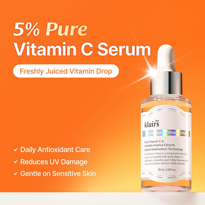 Klairs Freshly Juiced Vitamin Drop - 5% Pure Vitamin C Serum Fades Dark Spots & Hyperpigmentation