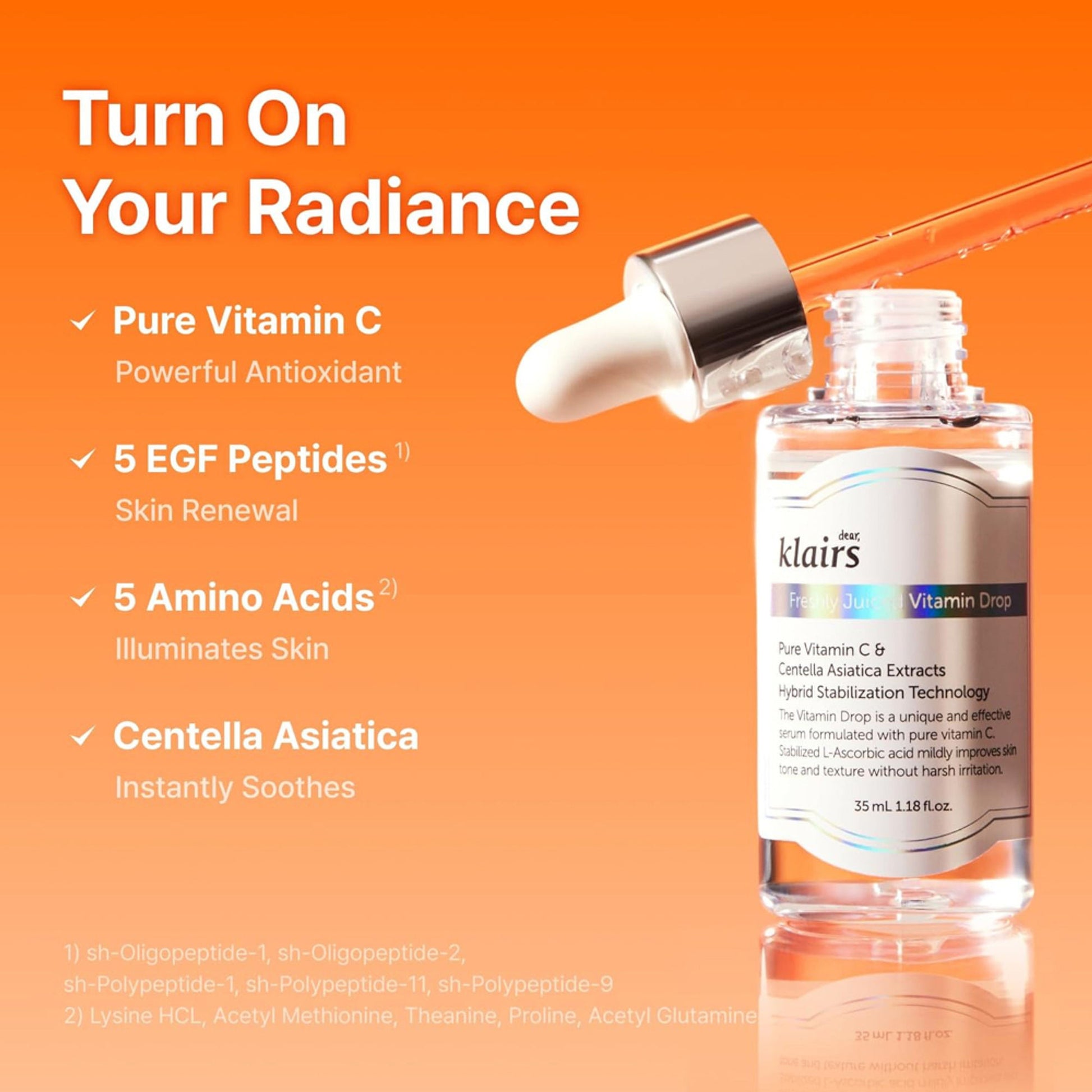 Klairs Freshly Juiced Vitamin Drop - 5% Pure Vitamin C Serum Fades Dark Spots & Hyperpigmentation