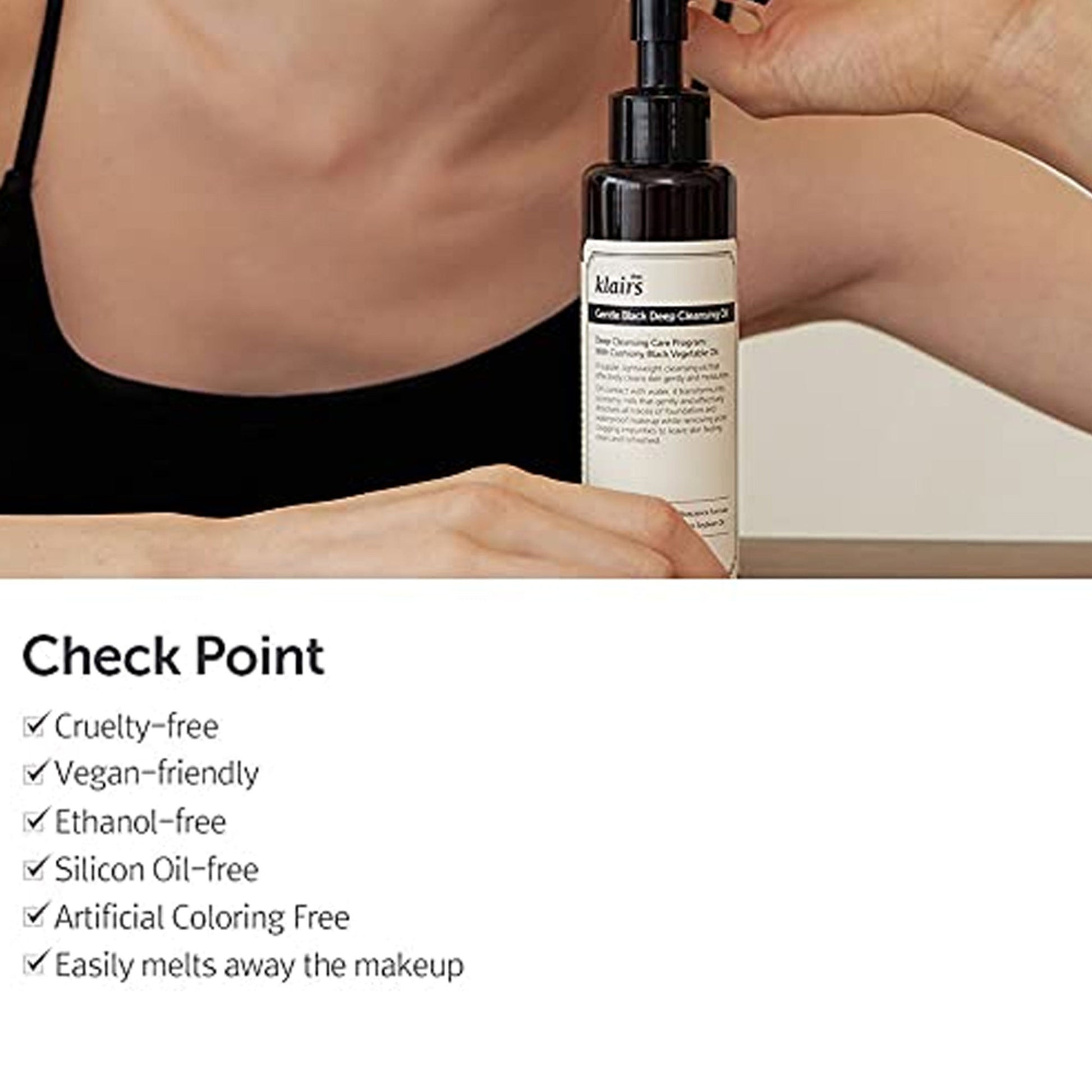Klairs Gentle Black Deep Cleansing Oil Removes Waterproof Makeup, Blackheads & Unclogs Pores
