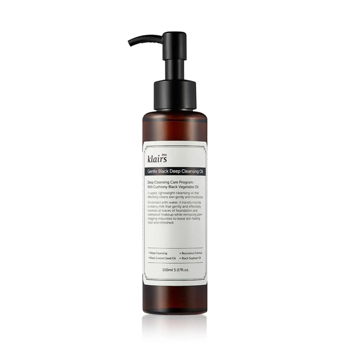 Klairs Gentle Black Deep Cleansing Oil Removes Waterproof Makeup, Blackheads & Unclogs Pores