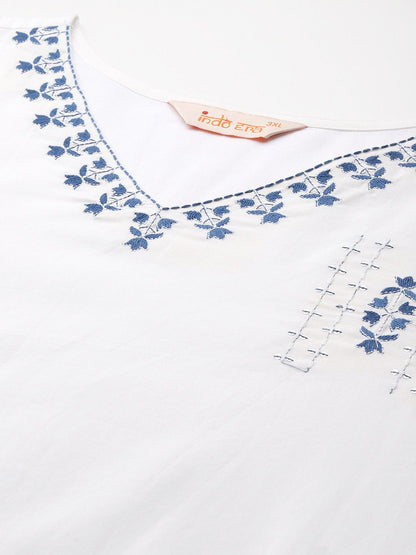 Indyancart IE Ethnic Motifs Embroidered Kurta with Trousers & Dupatta