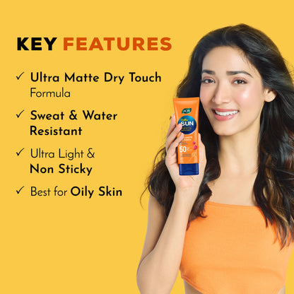 Joy Revivify Hello Sun SPF 50 PA++++ ultra matte dry touch sunscreen in a sleek tube with SPF branding and matte finish packaging.