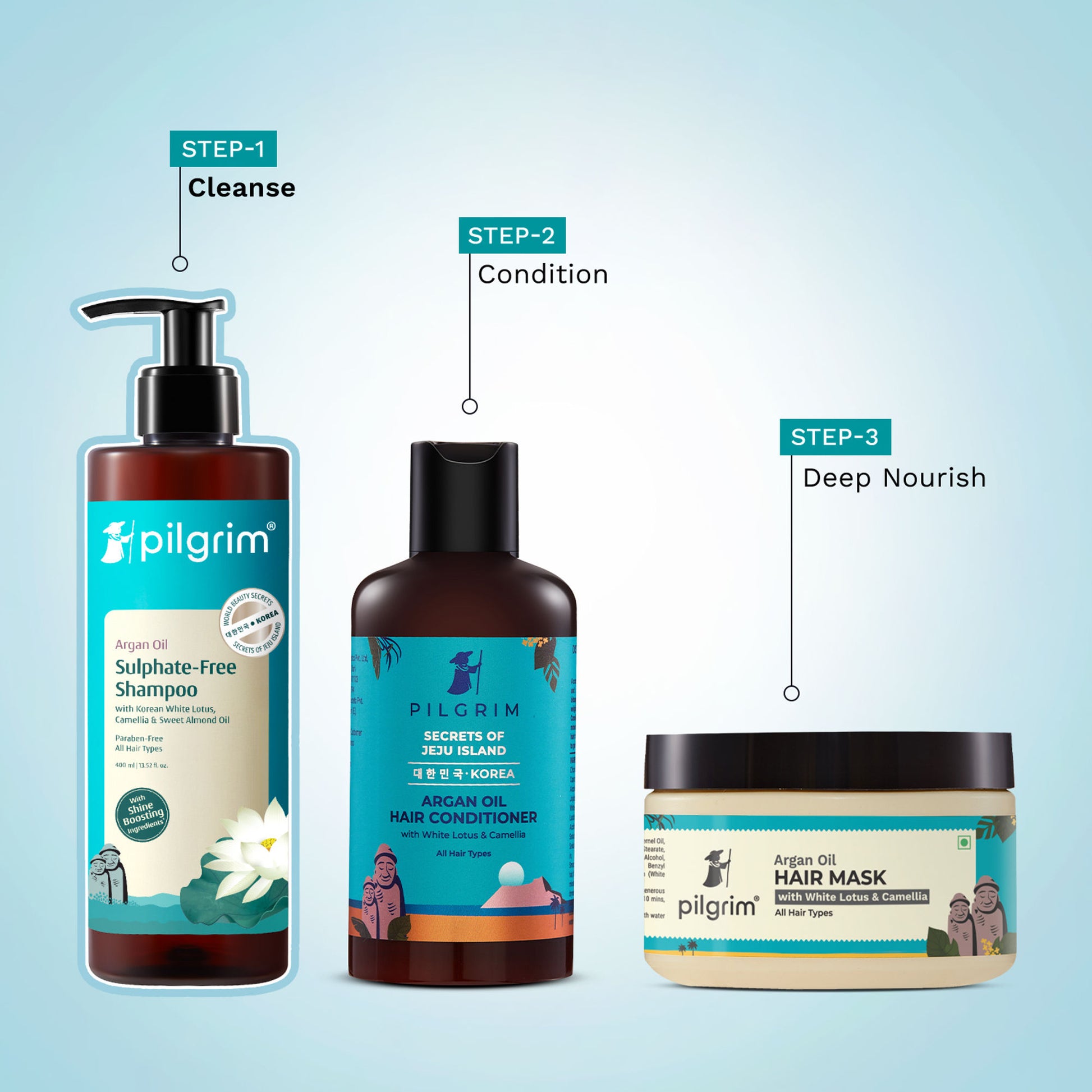 Pilgrim Argan Oil Sulphate Free Shampoo With Korean White Lotus For Shiny & Nourished Hair