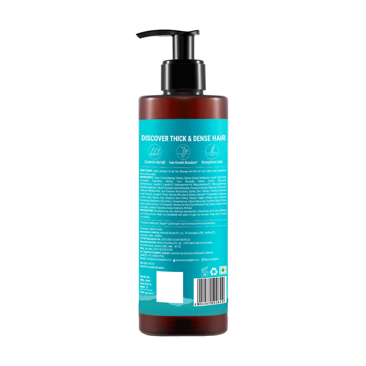 Pilgrim Redensyl & Anagain Hairfall Control Shampoo With Growth Boosters For Thick & Dense Hair