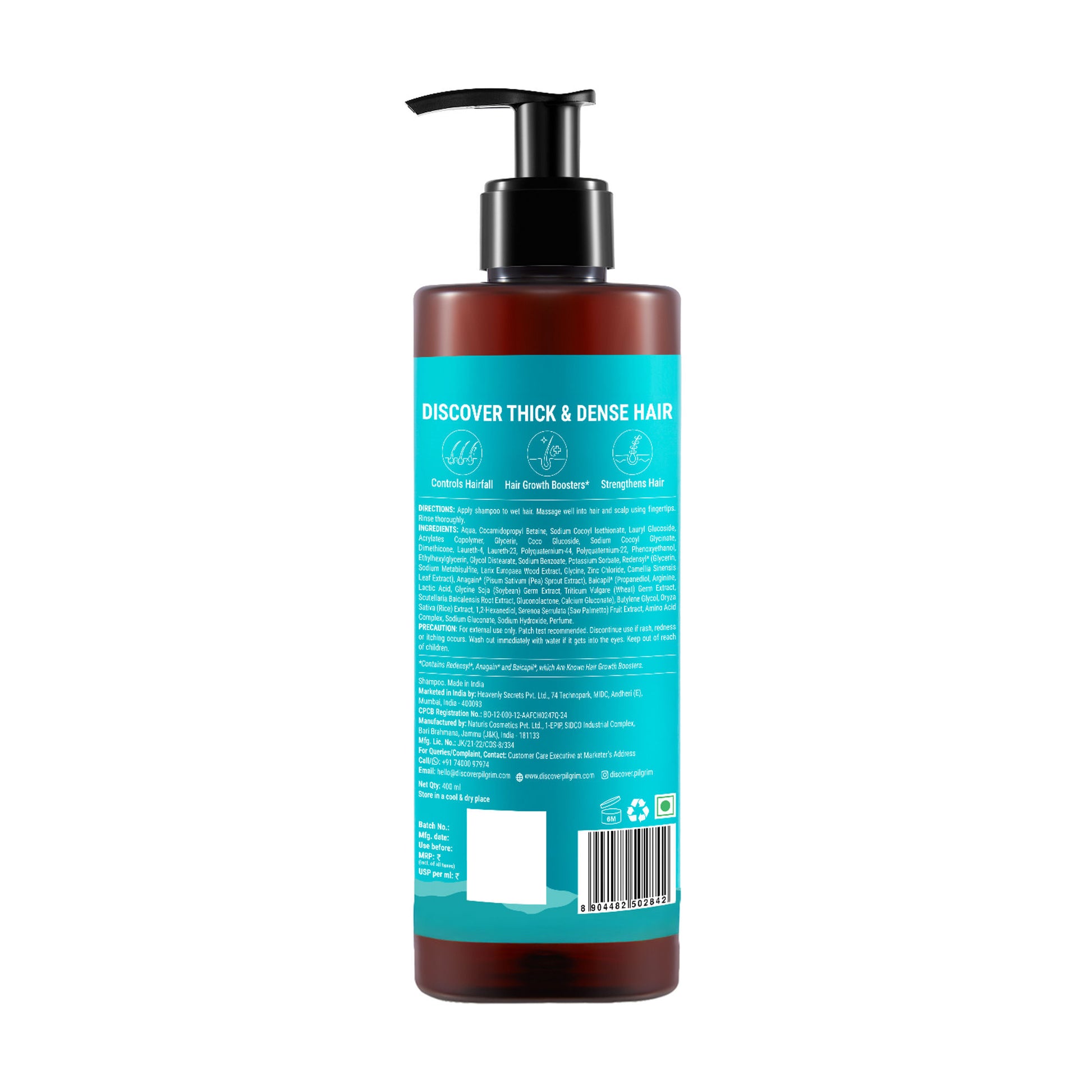 Pilgrim Redensyl & Anagain Hairfall Control Shampoo With Growth Boosters For Thick & Dense Hair