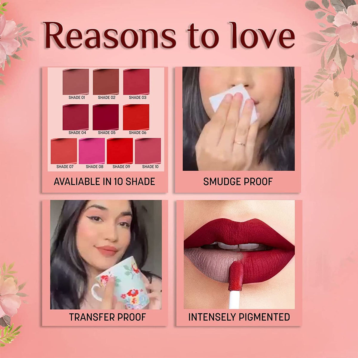FLiCKA Flicka Tomato Liquid Lipstick in Shade 09 showing vibrant red matte finish, long-lasting and smudge-proof liquid lipstick.