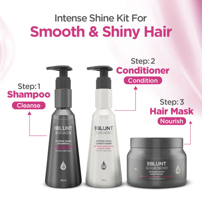 BBLUNT Intense Shine Shampoo with Rice & Silk Protein for 23X Shinier Hair