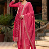 Dhiyona IE Floral Embroidered Regular Thread Work Straight Kurta with Trousers & Dupatta