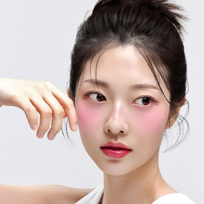 House of HUR Moist Ampoule Blusher in Pink Rosie, hydrating liquid blush with natural finish, applied on the cheeks.