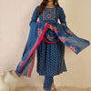 Indyancart IE Ethnic Motifs Printed Round Neck A line Pure Cotton Kurta with Trousers & Dupatta