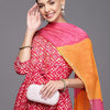 Dhiyona IE Women Pink & White Bandhani Printed Gotta Patti Kurta with Trousers & Dupatta