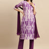 Indyancart VA Women'sShibori Dyed Regular Sequinned Pure Cotton Kurta With Trousers & Dupatta