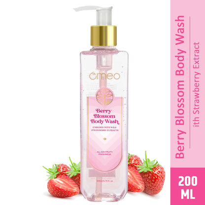 Omeo Berry Blossom Body Wash & Shower Gel With Strawberry, Gentle Cleaner For Revitalized Skin