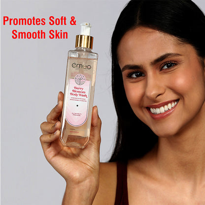 Omeo Berry Blossom Body Wash & Shower Gel With Strawberry, Gentle Cleaner For Revitalized Skin