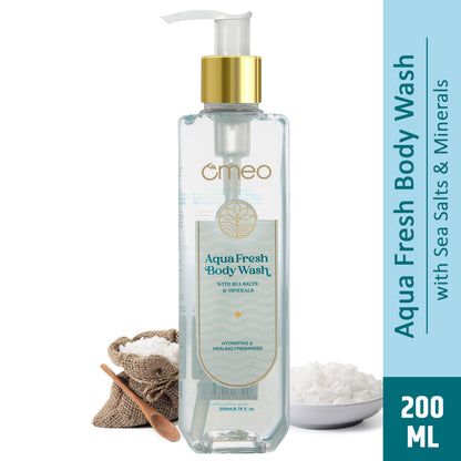 Omeo Aqua Fresh Body Wash & Shower Gel With Sea Salt, Daily Gentle Cleanser For Soft & Fresh Skin