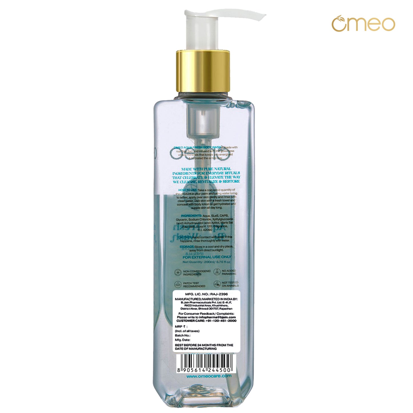 Omeo Aqua Fresh Body Wash & Shower Gel With Sea Salt, Daily Gentle Cleanser For Soft & Fresh Skin