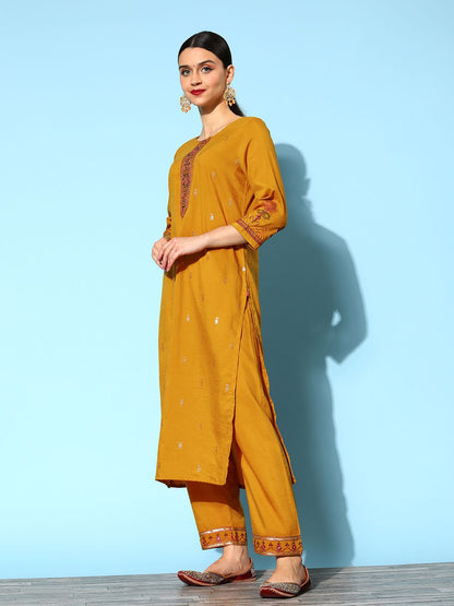 Indyancart VA Women's Ethnic Motifs Silk Blend Hyper Texture Kurta Set