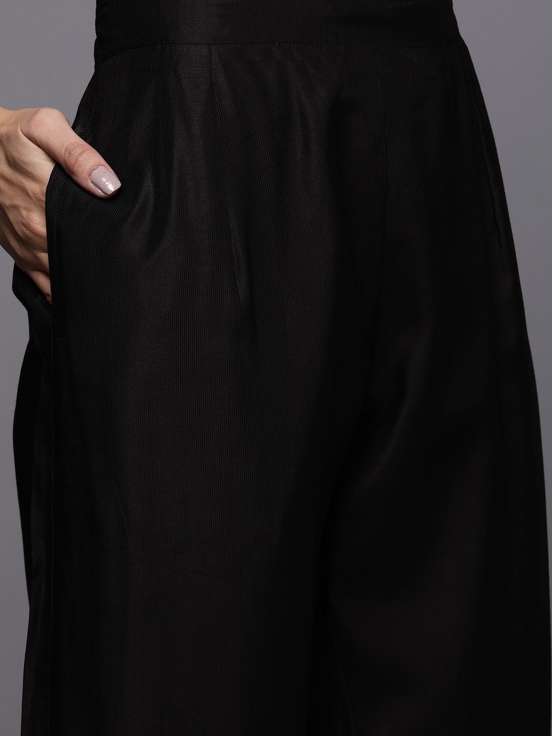 Dhiyona IE Women Black Embroidered Sequinned Liva Kurta with Trousers & Dupatta