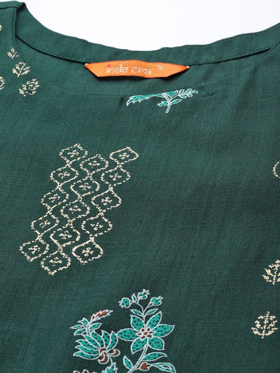 Dhiyona IE Women Green Ethnic Motifs Printed Kurta with Palazzos