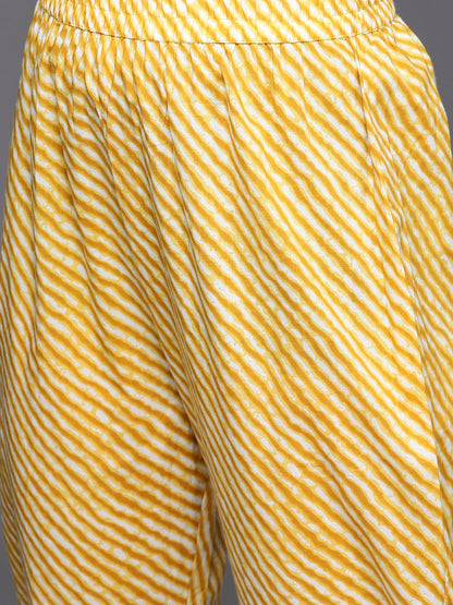 Indyancart VA Women's Mustard Yellow Ethnic Motifs Printed Sequinned Pure Cotton Kurta with Trousers & With Dupatta