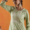 Dhiyona IE Floral Embroidered Keyhole Neck Thread Work Straight Kurta