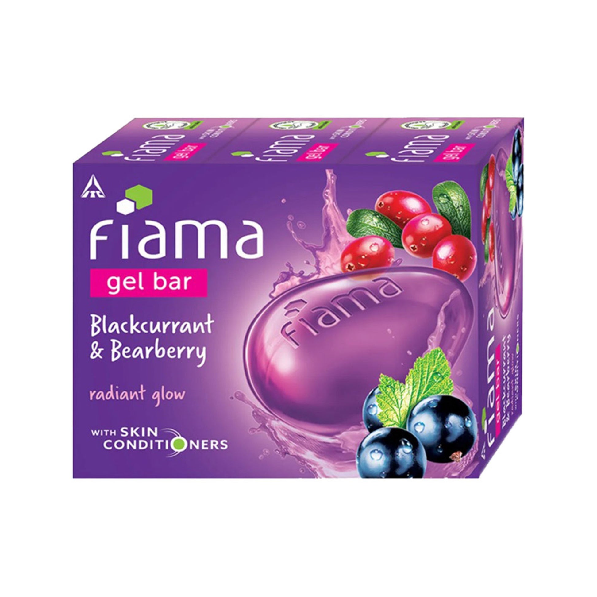 Fiama Gel Bar Blackcurrant & Bearberry 3x375g(Po3) |Radiant Glowing Skin|30% Smoothing Body Serum