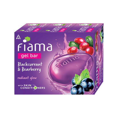Fiama Gel Bar Blackcurrant & Bearberry 3x375g(Po3) |Radiant Glowing Skin|30% Smoothing Body Serum