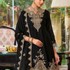Dhiyona IE Floral Embroidered Sequinned Chinon A-Line Kurta With Palazzos & Dupatta