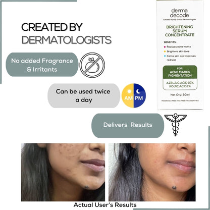 Derma Decode 1% Kojic Acid 10% Azelaic Acid Brightening Face Serum For Dark Spots And Pigmentation